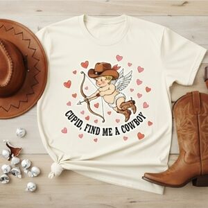 Cupid Find Me a Cowboy Tee | Western Valentine Graphic Shirt | Cowboy Cupid